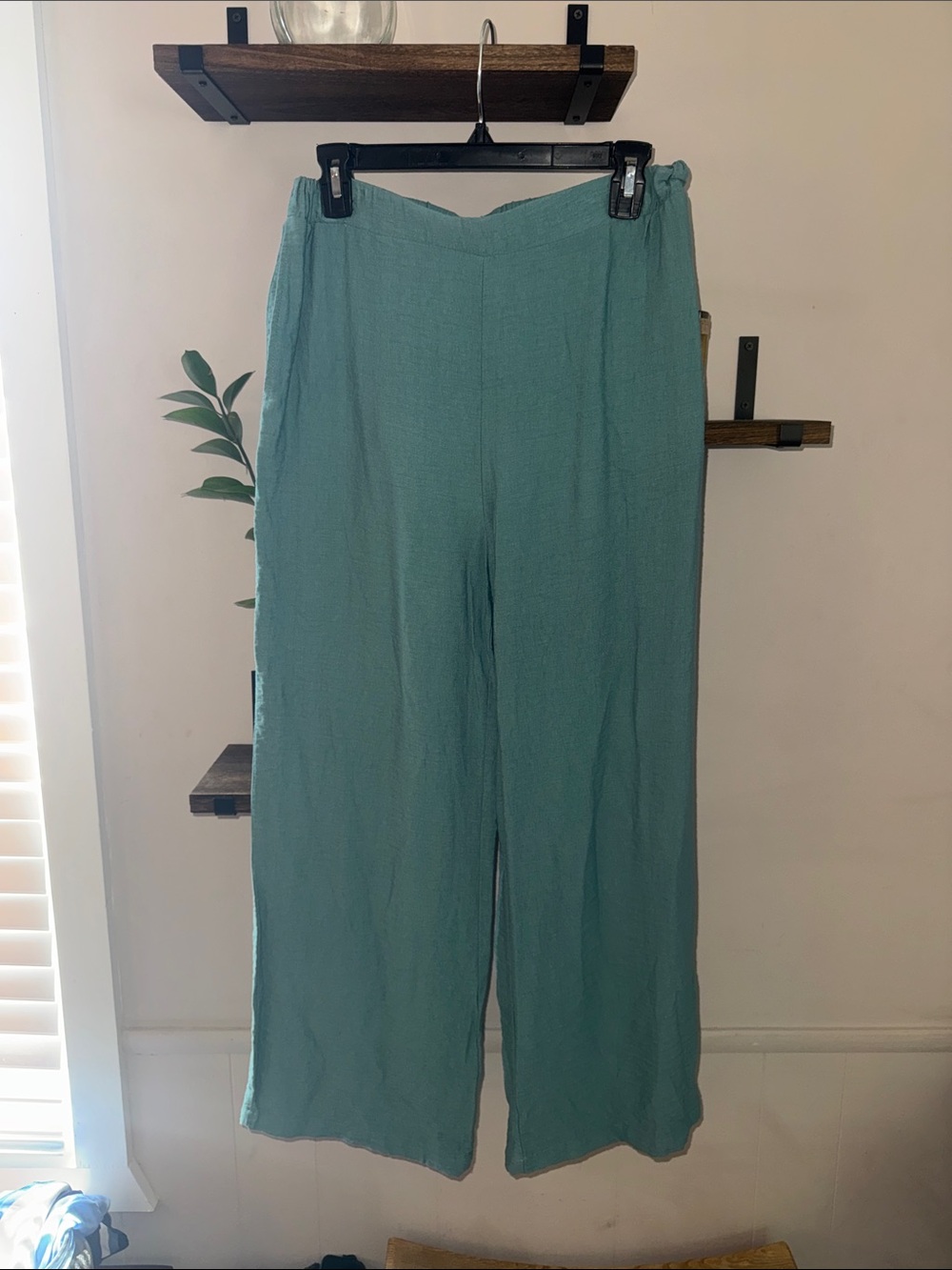 Happily Grey Light Teal Wide Leg Pants Size Large